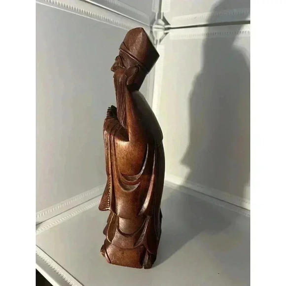 Old Chinese Boxwood Hand Carved Shou Hsing God Of Longevity Statue - Picture 4 of 6